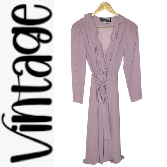 Vintage Dresses & Skirts - Vintage 70’s Pat Richard’s Lilac Wrap Ruffle dress 8